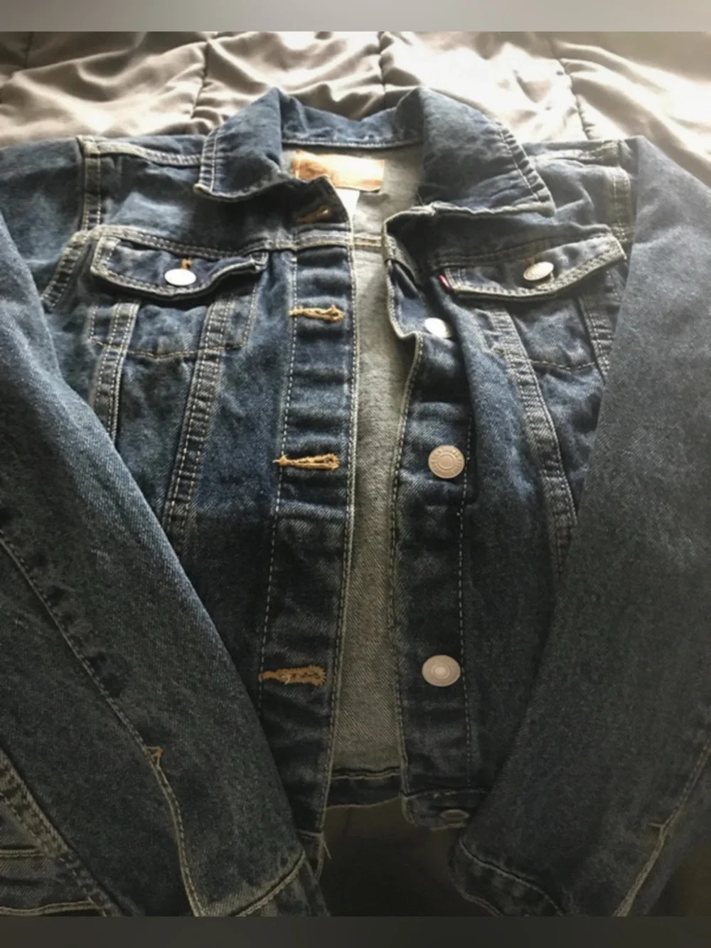 VCG-Levi's Classic Denim Trucker Jacket Kids Size L Dark Wash Jean Jacket Unisex